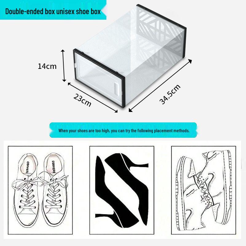 Double-Layer Dustproof Transparent Shoe Storage Box - Large Capacity Dormitory Shoe Rack