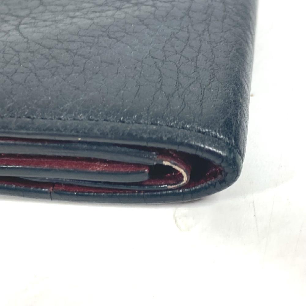 CARTIER Must de Line logo Wallet Coin Compartment coin purse Leather Black