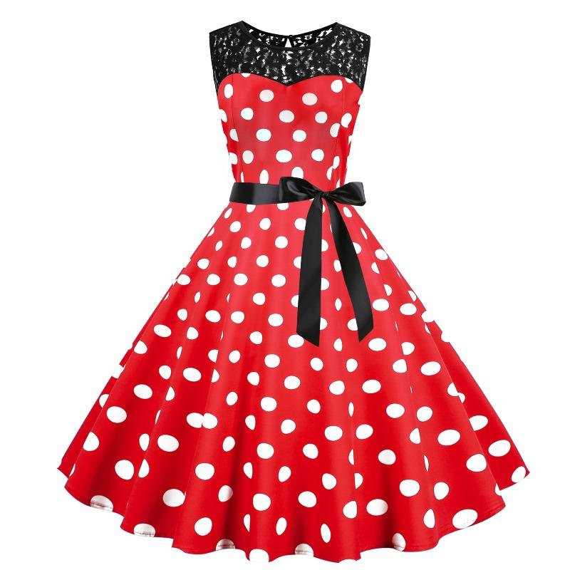 QICED Fashion Summer Spring Sleeveless O-Neck Casual Dresses