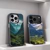 Natürliche Berglandschaft Handyhülle Für iPhone 11,12,13,14,15,16,17,Pro,Max,Plus,E,Air,Mini IMD Mattschwarz