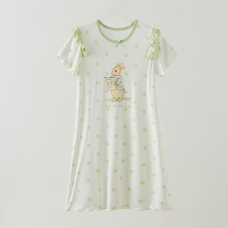 Summer Cartoon Girls' Nightgown - Breathable, Loose-Fit Pajamas for Baby Girls
