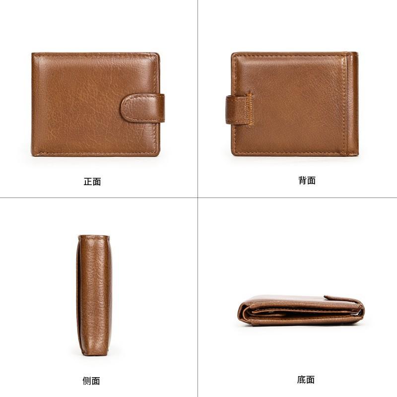 Anti Theft Brush Genuine Soft Retro Wallet Men's Top Layer Cowhide High-end Leather Multifunctional