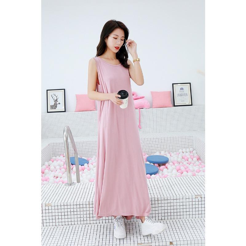 Καλοκαιρινή Γυναικεία Νυχτικιά Στρογγυλή Λαιμόκοψη Σέξι Κοίλη Δέσιμο Μακρύ Φαρδύ Μεγάλο Μέγεθος Μοντάλ Φόρεμα