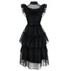 Auf Lager: Addams Family Wednesday Addams Schwarzes Kleid Halloween Cosplay Kostüm