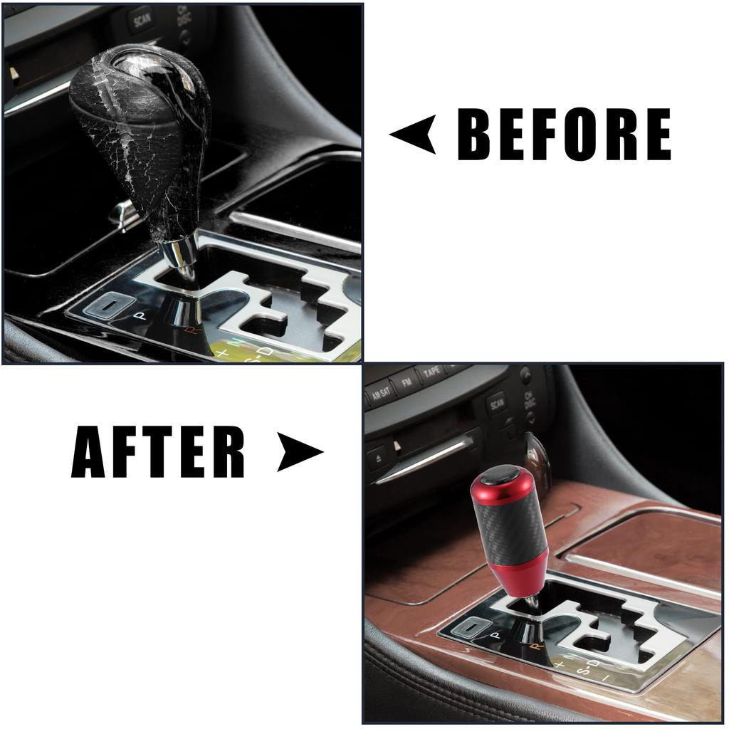 uxcell Automatic Universal Manual Gear Stick Shift Knob Transmission Gear Lever Stick Shifter Handle Carbon Fiber Pattern Red