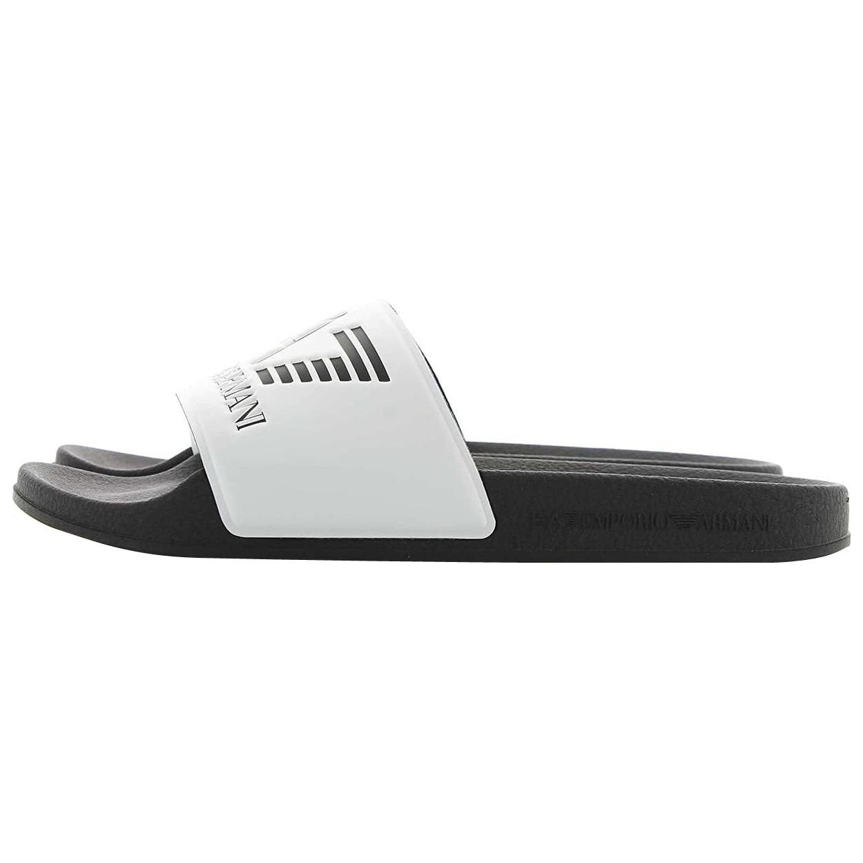 EMPORIO ARMANI Open Toe Slip On Slide Slippers Men Black And White XCP001XCC22Q737 39