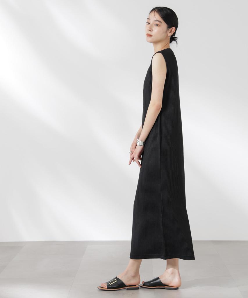 Nano Universe Henley Neck Dry Terry Size S Women's Dress, (010), Black, 669-5119325