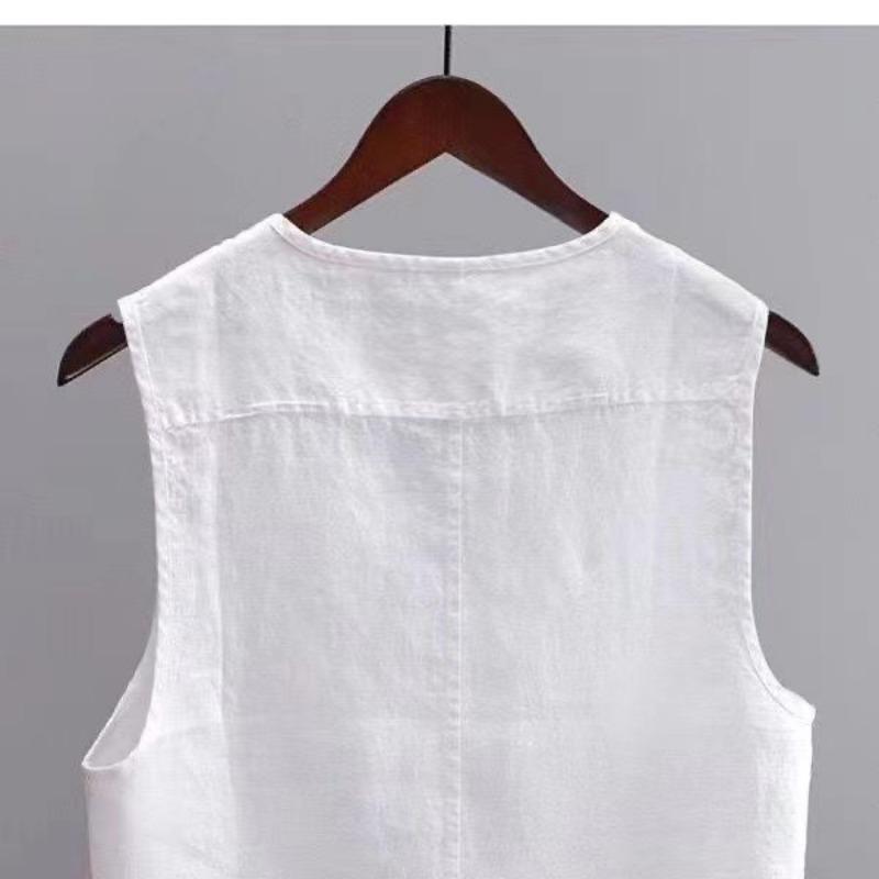 Chaleco de Algodón para Hombre Cárdigan Chaqueta sin Mangas de un Solo Botón Tops Cortos Ligeros Abrigo Informal Chaqueta Chaleco para Hombre