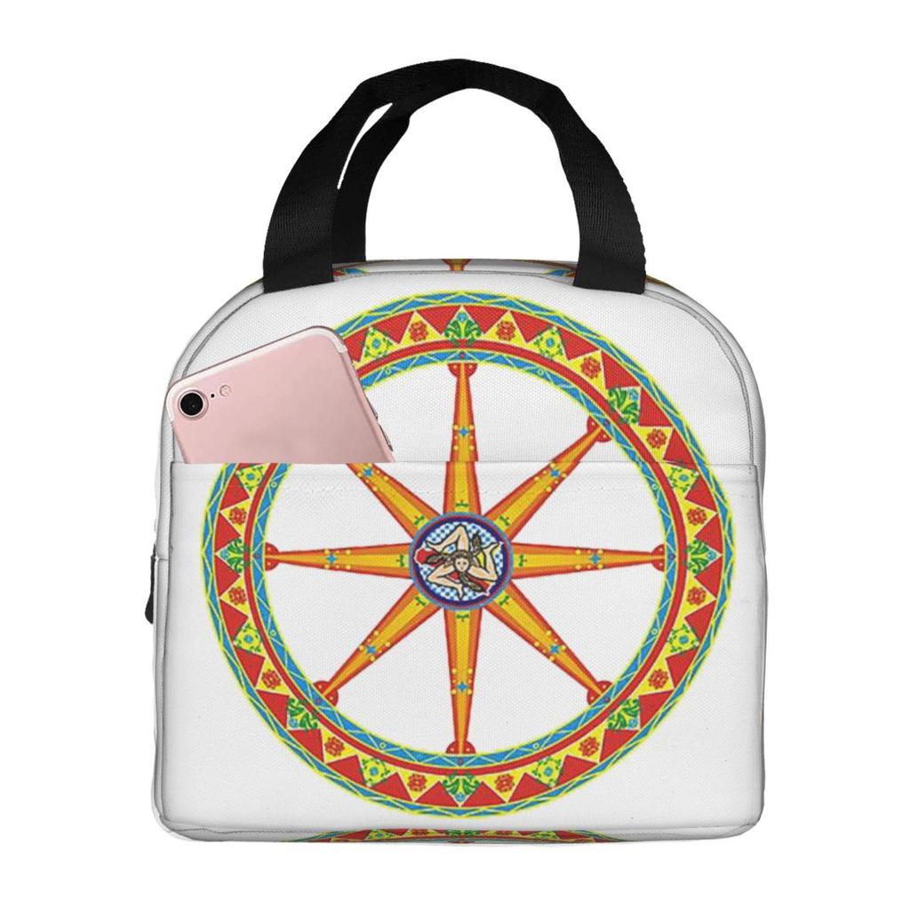 Sicilia Ruota Del Carretto Siciliano Insulated Lunch Bag for Kids School Cooler Thermal Food Box Tote Lunch Boxes Container