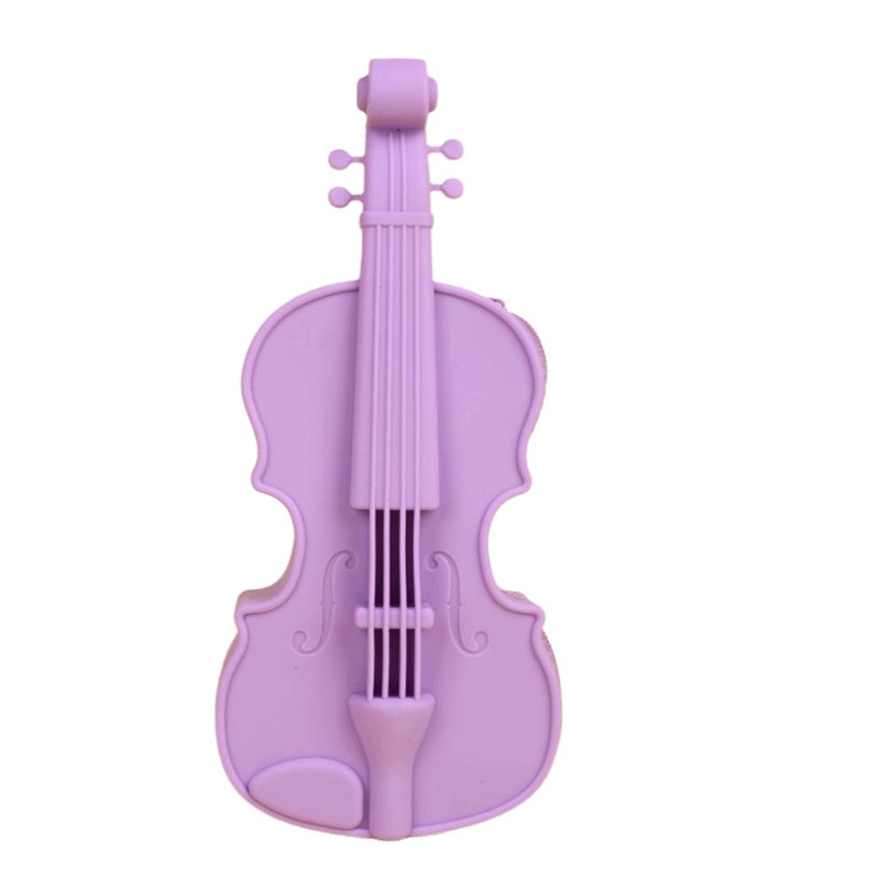 Zipper Closure Violin Stationery Bag High Appearance Level Silicone Zipper Pencil Bag  School Use