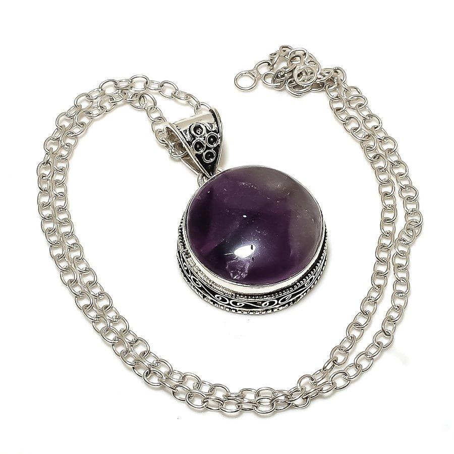 

Vintage Sage Amethyst Gemstone Handmade Ethnic Jewelry Pendant 1.77 VR-2296
