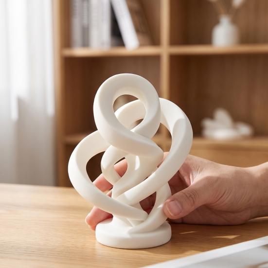 Zeitgenössische Büro Schreibtisch Dekoration Moderne Abstrakte Verdrehte Statue, 3D Gedrucktes Unendlichkeits-Twist-Ornament, Minimalistisches Weißes Band Ornament Künstlerisch