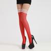 Women's Thigh High Fishnet Stockings with Stripe Top Elastic Band Sheer Over Knee Long Socks for Party and Dates Night