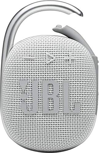 JBL CLIP4 Bluetooth Speaker, USB C Charging, IP67 Dustproof and Waterproof, with Passive Radiator, Portable, 2021 Model, White (JBLCLIP4WHT)