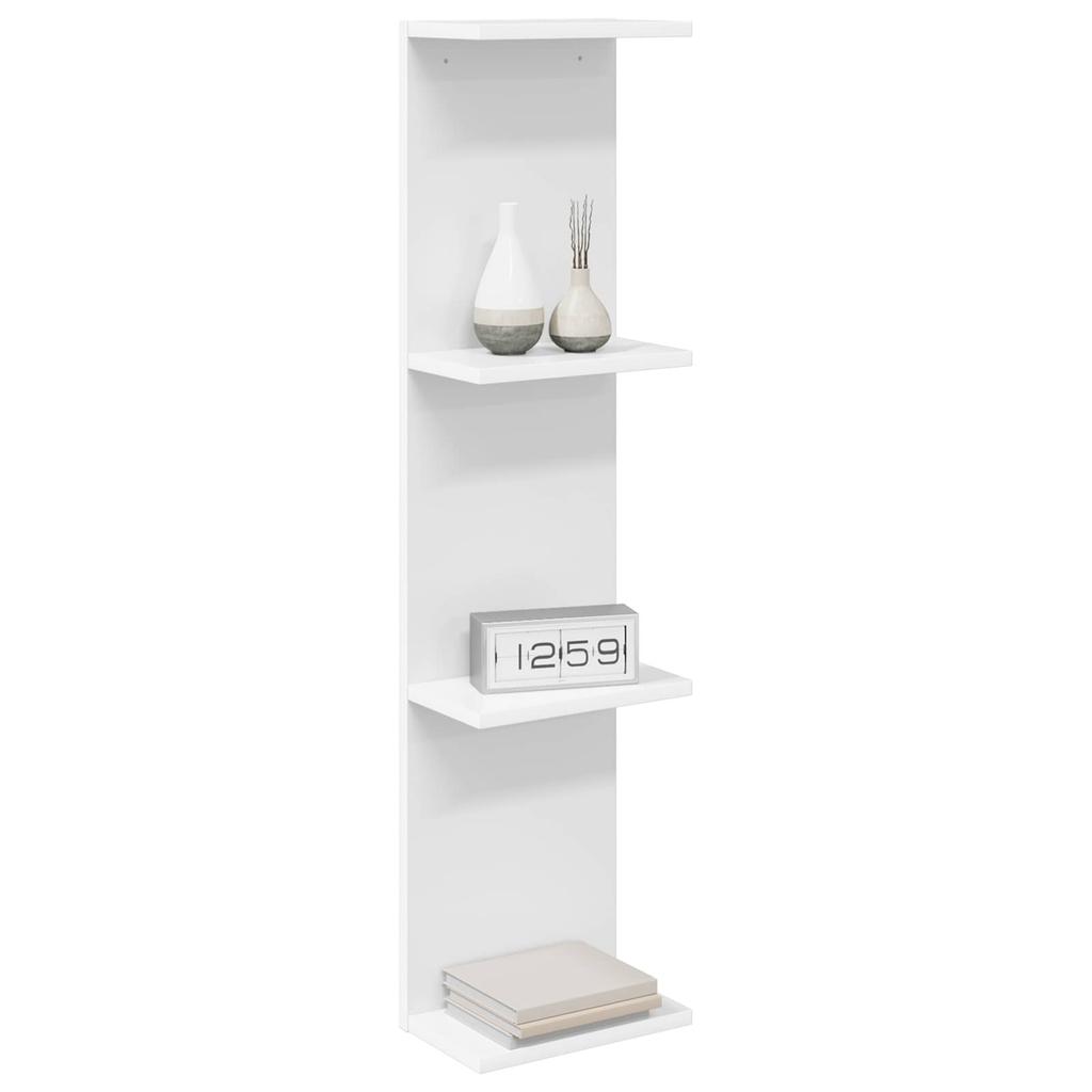 Wall Shelf 2 pcs White 22 x 15 x 100 cm Engineered Wood