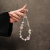 Crown Crystal Beaded Fashionable High-End Mobile Phone Chain Short Wrist Portable Keychain Ornament for Stylish Accessory
