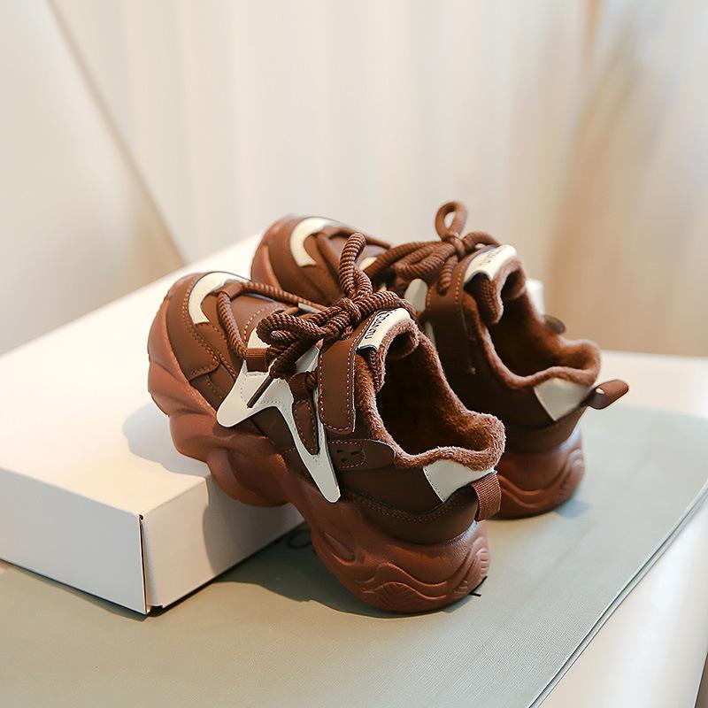 Спортивная обувь для девочек, осенне-зимняя, новая детская обувь из двух видов хлопка, зимняя кашемировая теплая обувь для папы для маленьких девочек 26