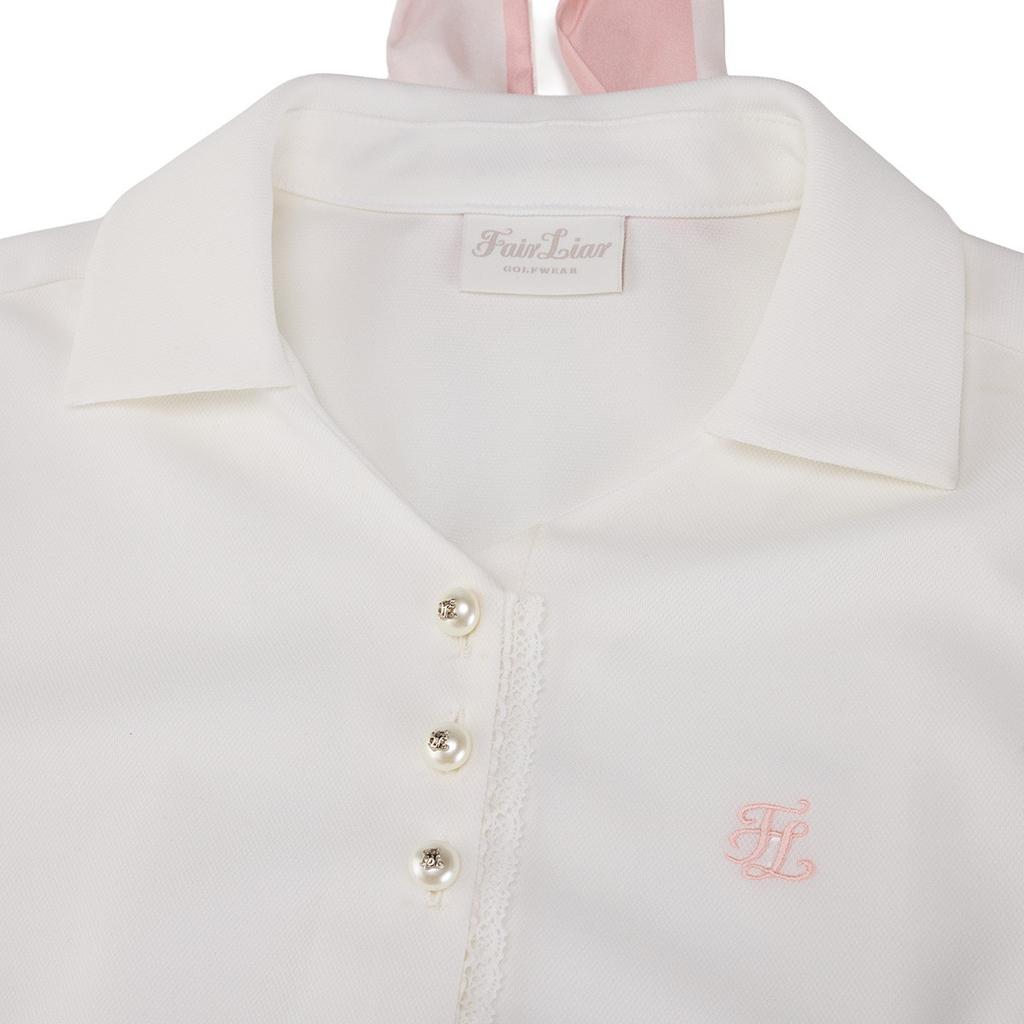 FAIRLIAR GOLF Scarf Set Open-Neck Sleeve T-Shirt (White)