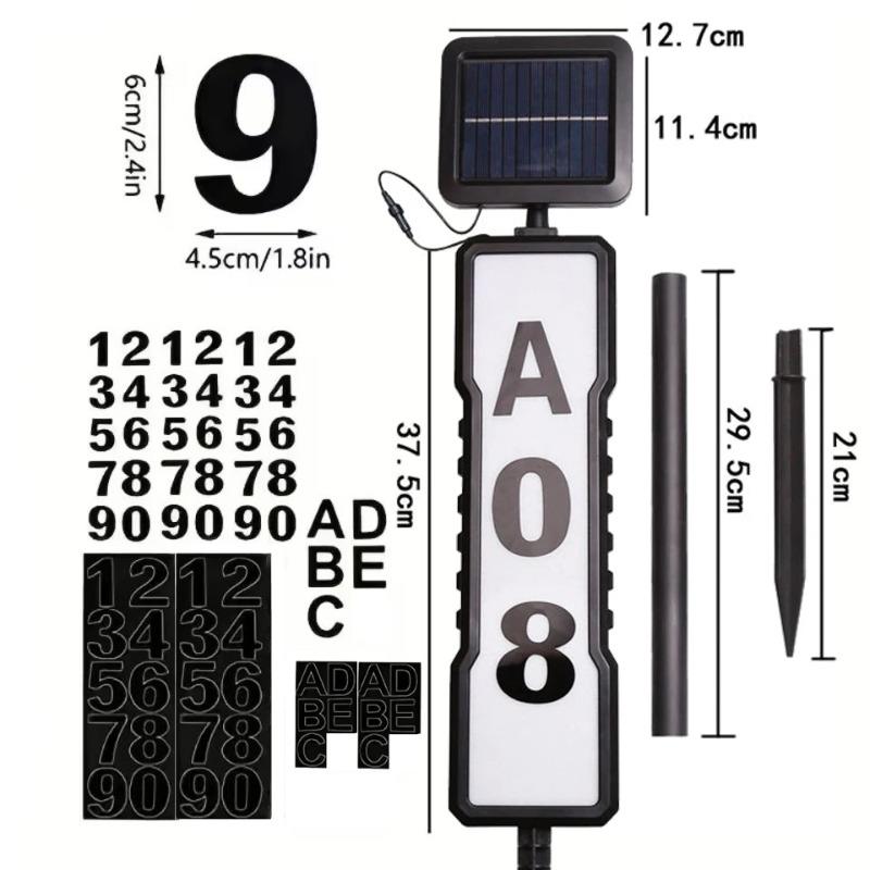 Solar Address Sign Waterproof Light Up House Numbers Auto Dusk Illumination Wireless Solar Address Plaques for Yard Gate Mailbox Outdoor Entryway