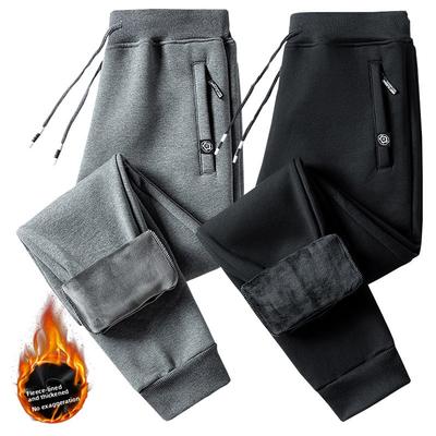Pantalones de chándal nuevos para hombre con forro polar y puño, pantalones deportivos para hombre de talla grande, pantalones casuales de otoño/invierno, pantalones largos de corte holgado