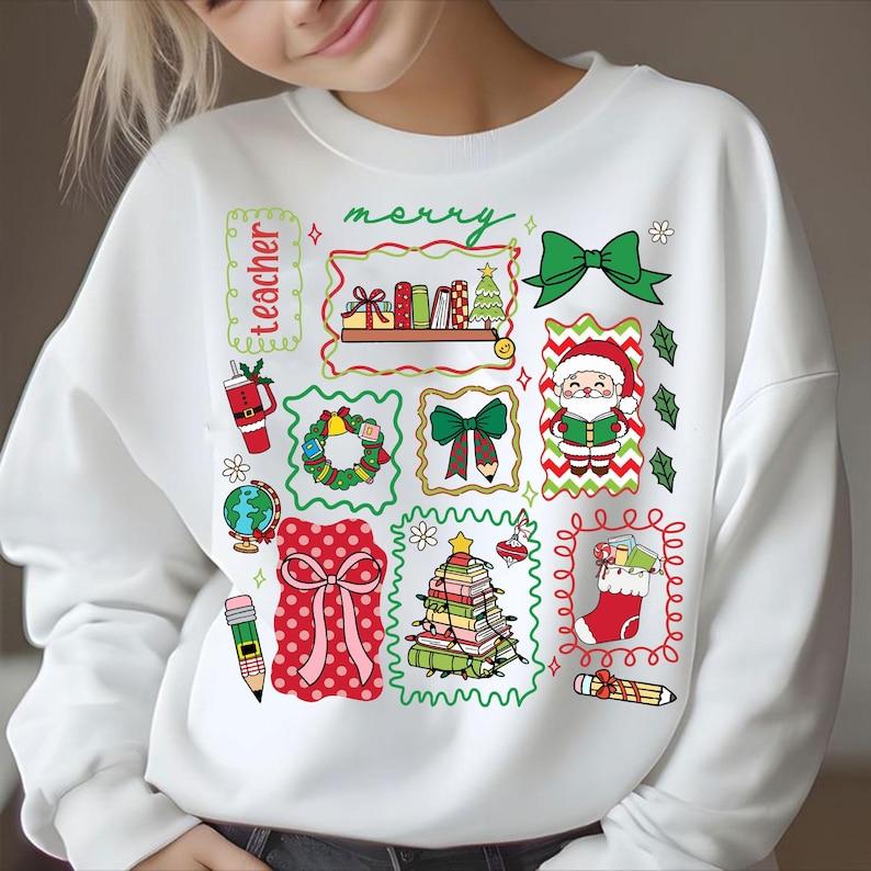 Merry Teacher Christmas Teacher Coquette Comfortable New in Hoodies & Sweatshirts Essentials Vintage Classic Fashion Streetwear