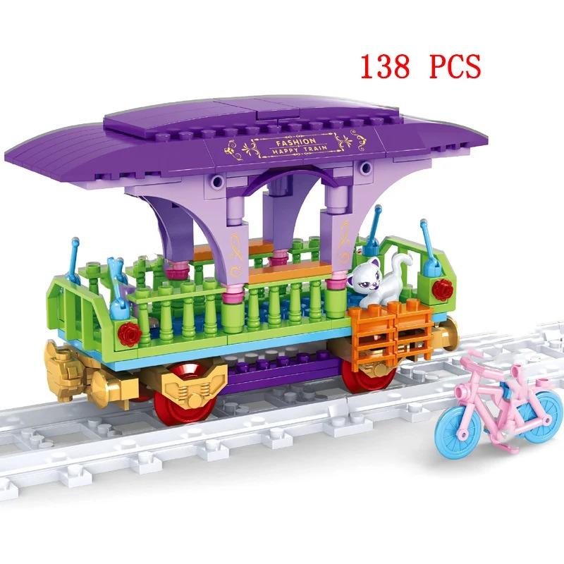 Set Treno Città Treno a Vapore Proiettile Veicolo Merci Stazione Ferroviaria Modello Blocchi da Costruzione Mattoni Binari Rotaia Senza Motore Kit Carrozza Giocattolo per Bambini