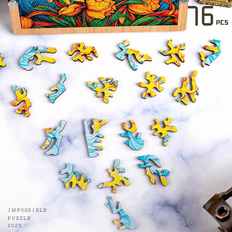 Narcissus Creative High-Difficulty Wooden Jigsaw Puzzle - Educational Gift Toy & Ornament