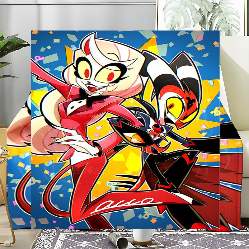 Vibrant Devilish Hazbin Blanket Flannel Throw for Sofa, Indoor, Camping, Living Room, Office, Chair, And Bed Soft Birthday Gift