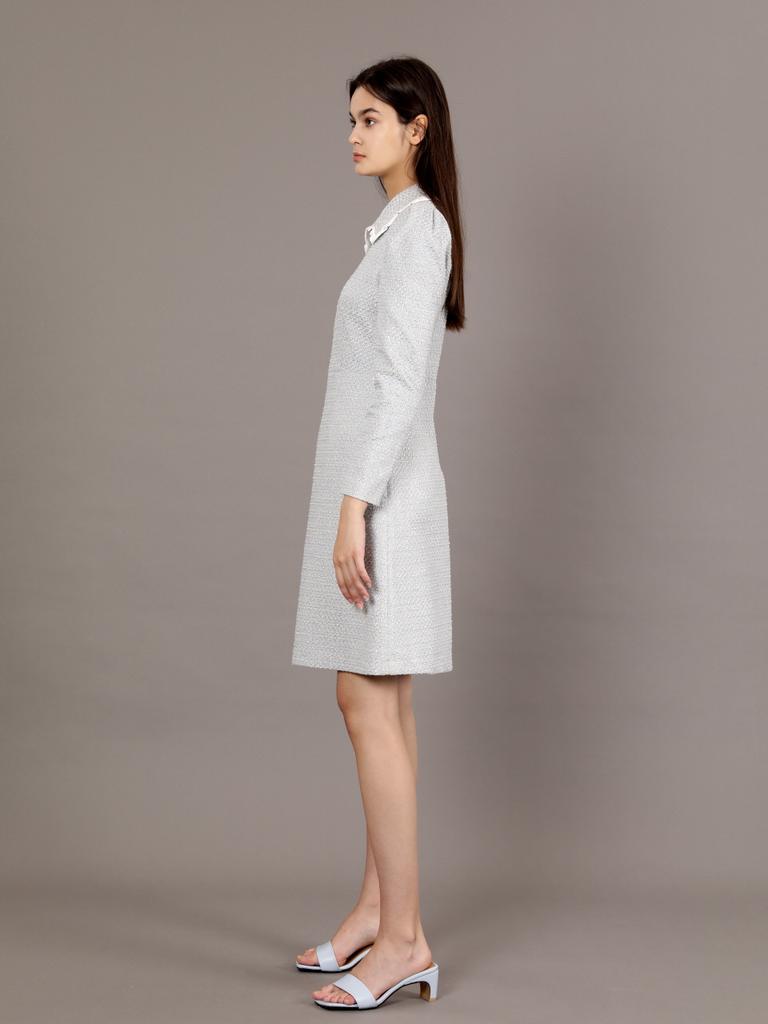 Koes Tweed Jewel Button Dress_Sky Blue