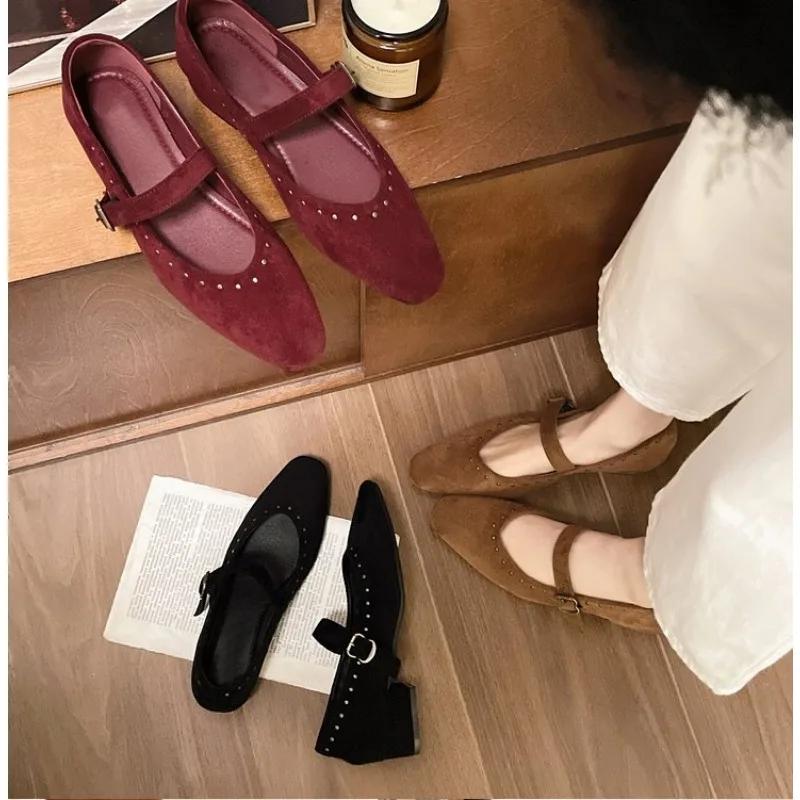 New Retro Comfort Ballet Shoes Women Casual Daily Low Heel Buckle Strap Mary Janes Shoes Women Pumps Zapatos De Muje