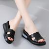Women Black Slide Slippers Summer Wedge Sandals Open Toe Casual Thick Sole Platform Slippers Plus Size