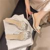 Crystal high-heeled slippers female summer wear fairy style flowers with skirt cool slippers French transparent thick-heeled sandals