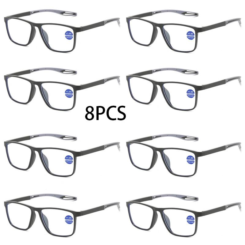 

8pcs Anti-blue Light Reading TR90 Glasses Sport Presbyopia Eyeglasses Women Men Far Sight Optical Eyewear Diopters To +4.0 +100