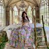 Island Holiday Style Wear Women's Dopamine Print Tube Top One-word Shoulder Top High Waist Skirt Long Skirt Two-piece Set