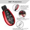 QBUC for Dodge Key Fob Cover with Keychain TPU Key Case Compatible with 2008-2018 Dodge Ram Jeep Chrysler Model Accessories (Red)