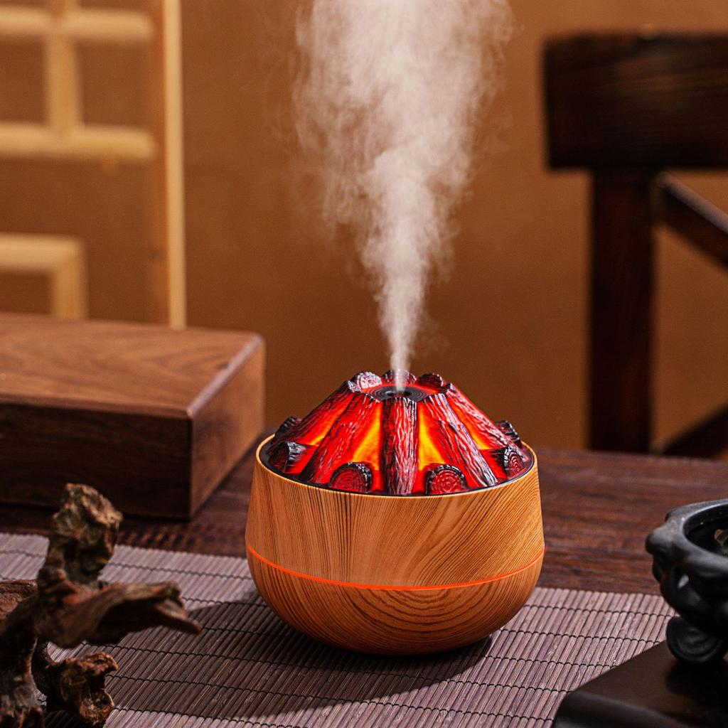 USB Atmosphere Night Light Humidifier with Simulated Charcoal Fire