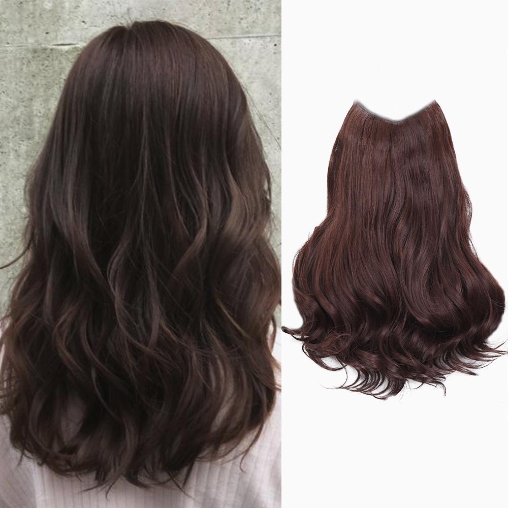 Bybrana V-shaped micro curly hair extensions worn with natural synthetic wigs