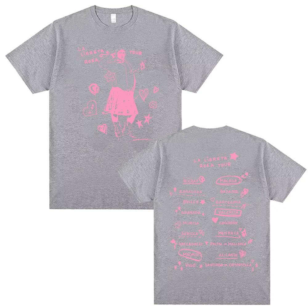 Singer Chiara Oliver La Libreta Rosa Tour Double Sided Graphic T Shirt Men Women Fashion Summer High Quality Tshirt Streetwear