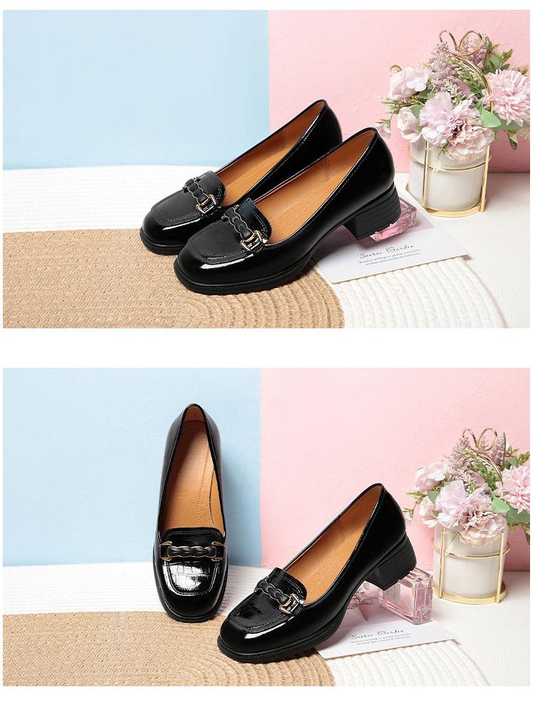 Damskie wsuwane płaskie buty na grubym obcasie - Kwadratowy nosek, Niskie wycięcie, Oddychające, Super miękka podeszwa, Wygodne