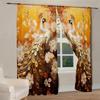 2pcs Elegant Floral Peacock Curtain   Room Darkening   Polyester   Home Decor   Holiday Window   Rod Pocket Curtain