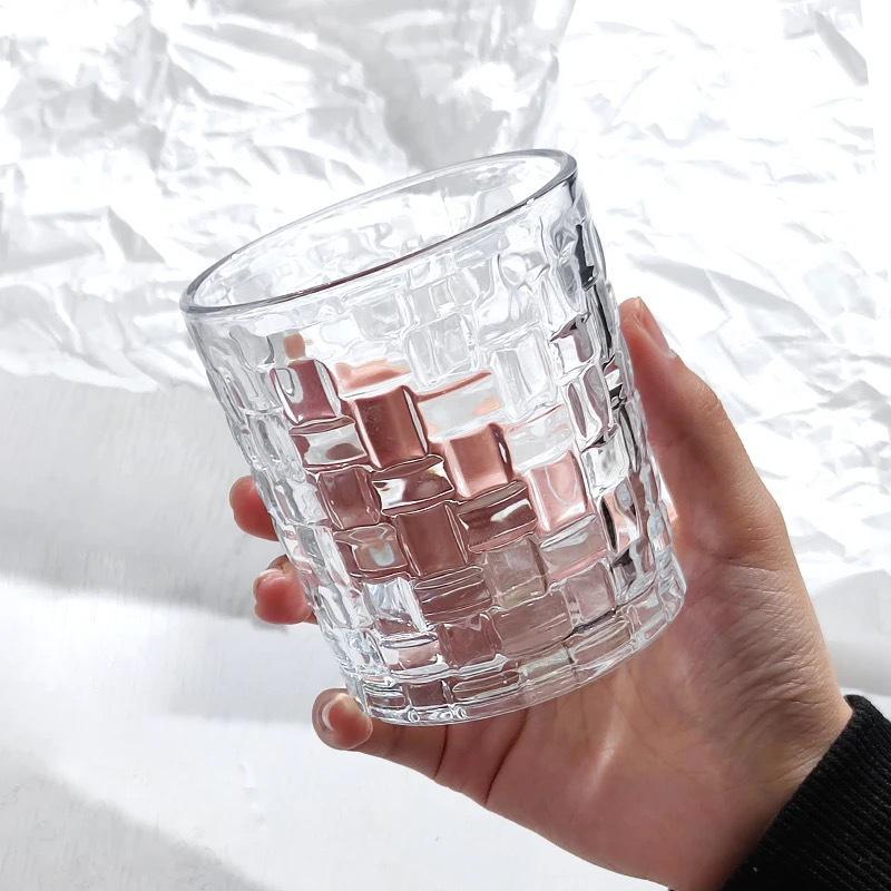 Italian Designer Hand-Painted Glass Cup with Colored Lines - Perfect for Whiskey, Water, or Liquor. 301-400ml