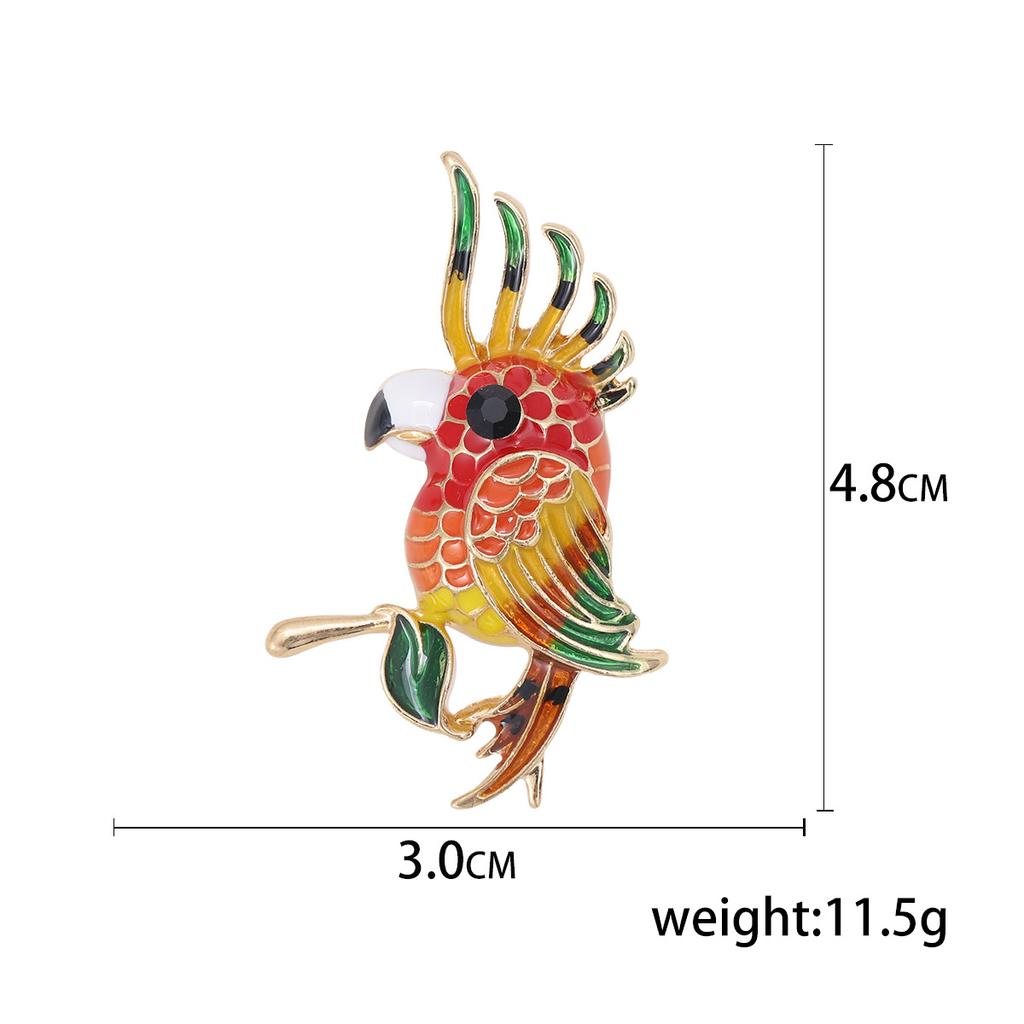 Personalized Cute Alloy Enamel Dripping Oil Colored Parrot Brooch Creative Animal Corsage Versatile Clothing Jewelry