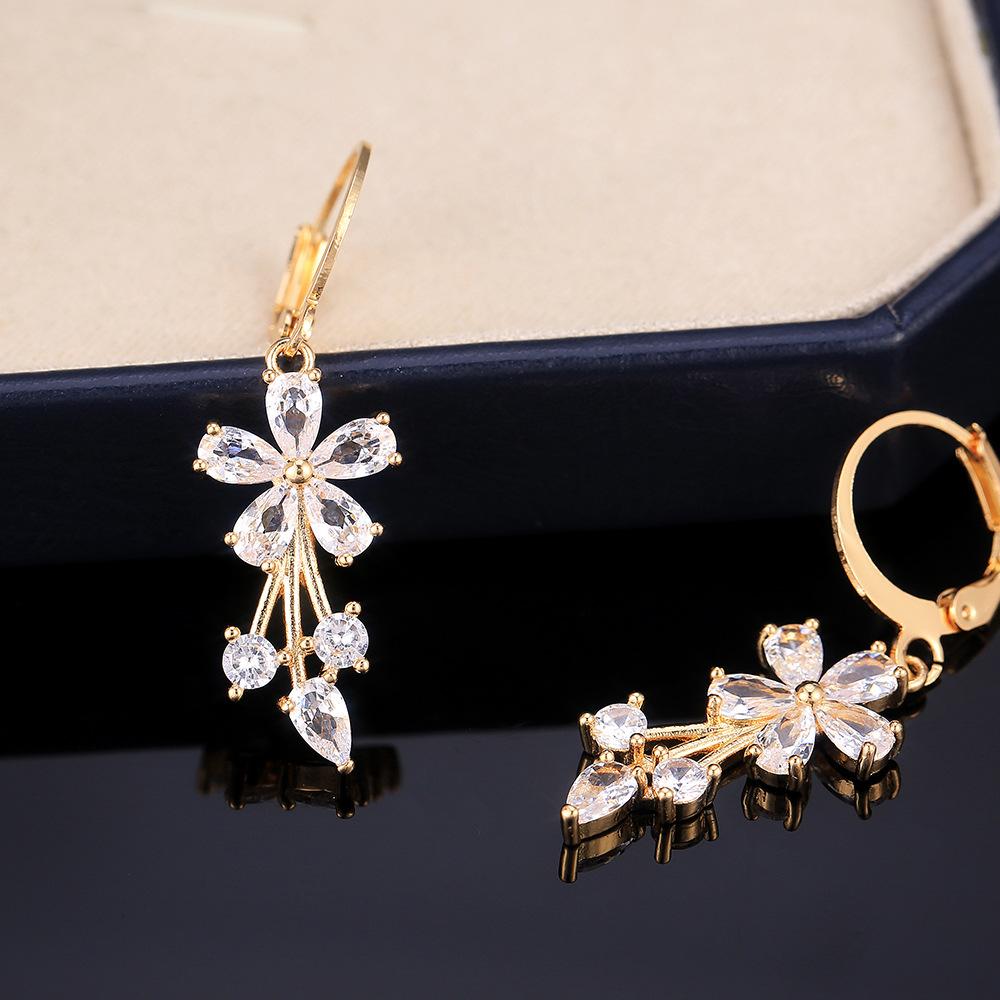 Flower zircon pendant earrings in multiple colors to choose from