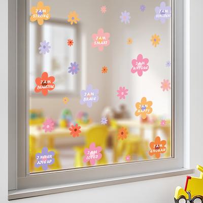 Inspirierende Blume Englische Fensteraufkleber, Glasdekorationsaufkleber, Tür- und Fensterverschönerungsaufkleber