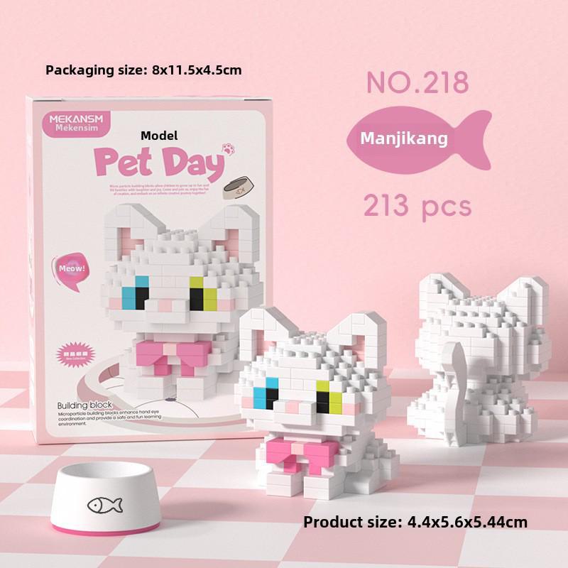 "Mini Particle Assembly Block Toys: Educational Cat Puzzle Ornaments for Kids, Compatible with LEGO"