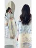 Women's Issey Miyake Pleated Print Cardigan Abaya - Long, Plus Size Arab Robe
