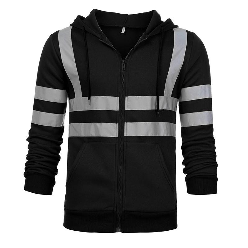 Reflective Hoodie Men, Workwear Reflection Sweatshirt, Cycling Safety Jacket, High Visibility Cloth,Safe Running
