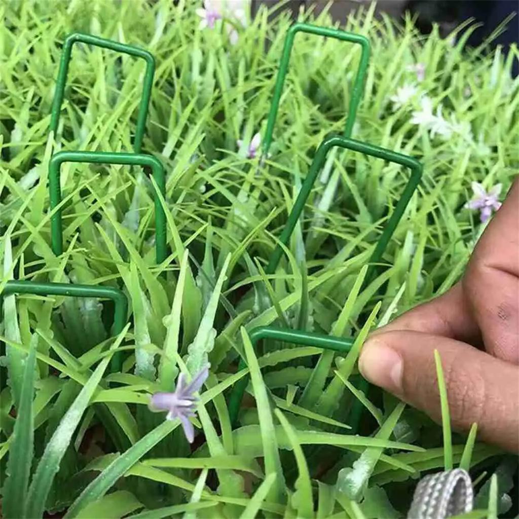 10/20/30/50Pcs Top Green Painted U-shaped Ground Nails Ground Film Fixer Garden Lawn Artificial Turf Tent Stakes Securing Pegs