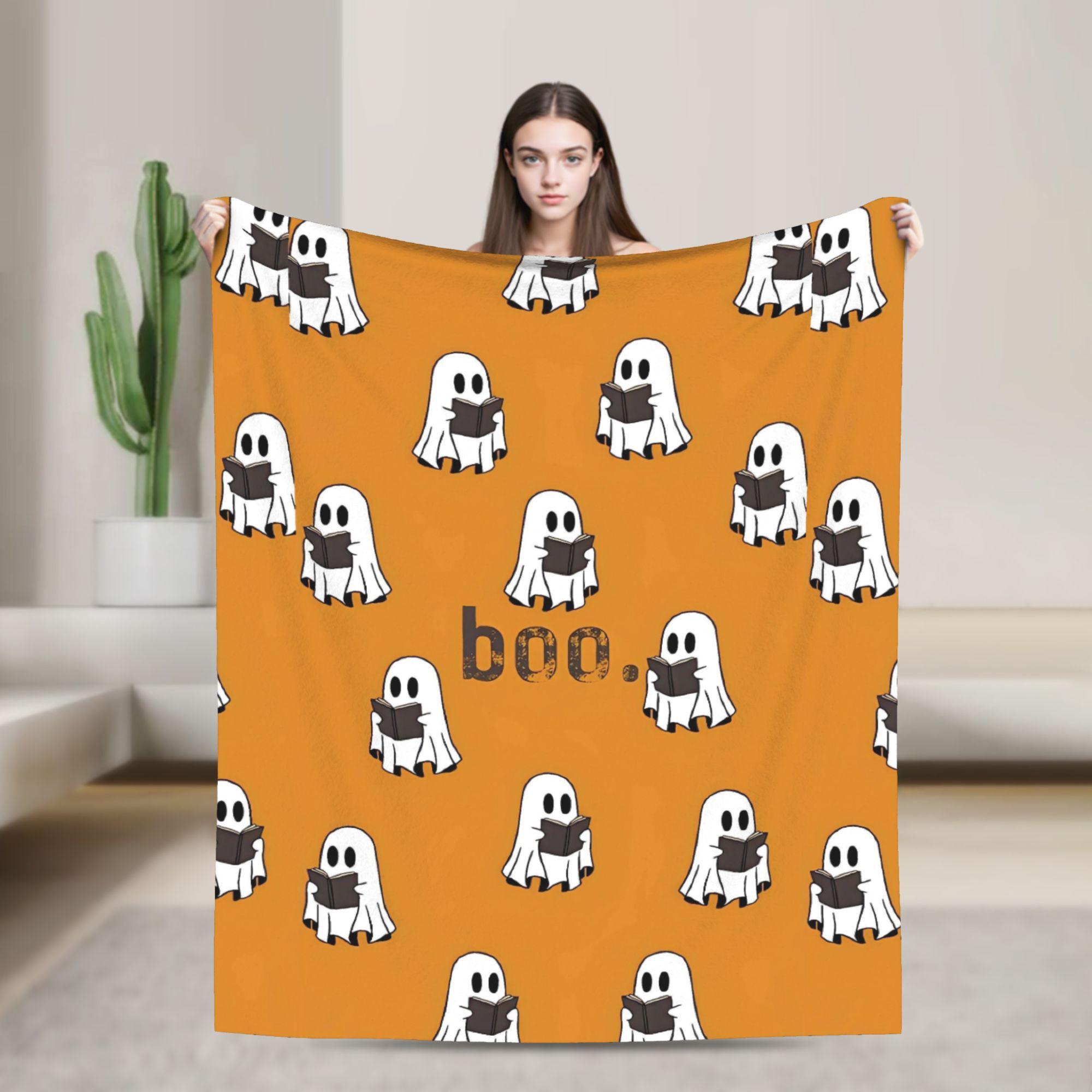 

Ghost Reading Blanket Quality Warm Soft 2025 New Halloween Throw Blanket Winter Kid Adult Couch Chair Sofa Bed Fashion Bedspread 75x90cm
