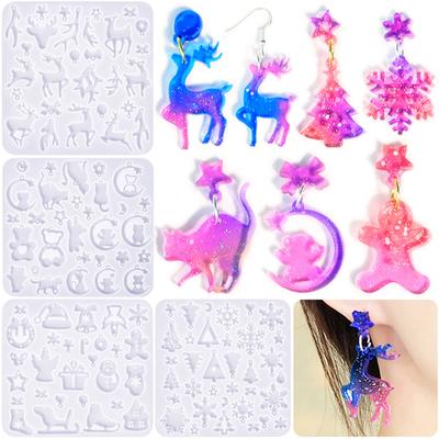 Christmas Series Silicone Earring Molds Homemade Earring Creation with Christmas Designs Silicone Molds for Crafting